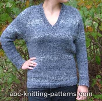 ABC Knitting Patterns - Top Down V-Neck Raglan Sweater