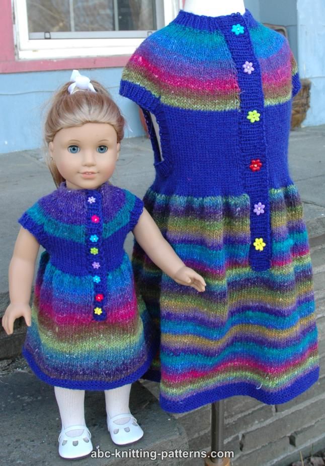 ABC Knitting Patterns - Girl's Round Yoke Dress