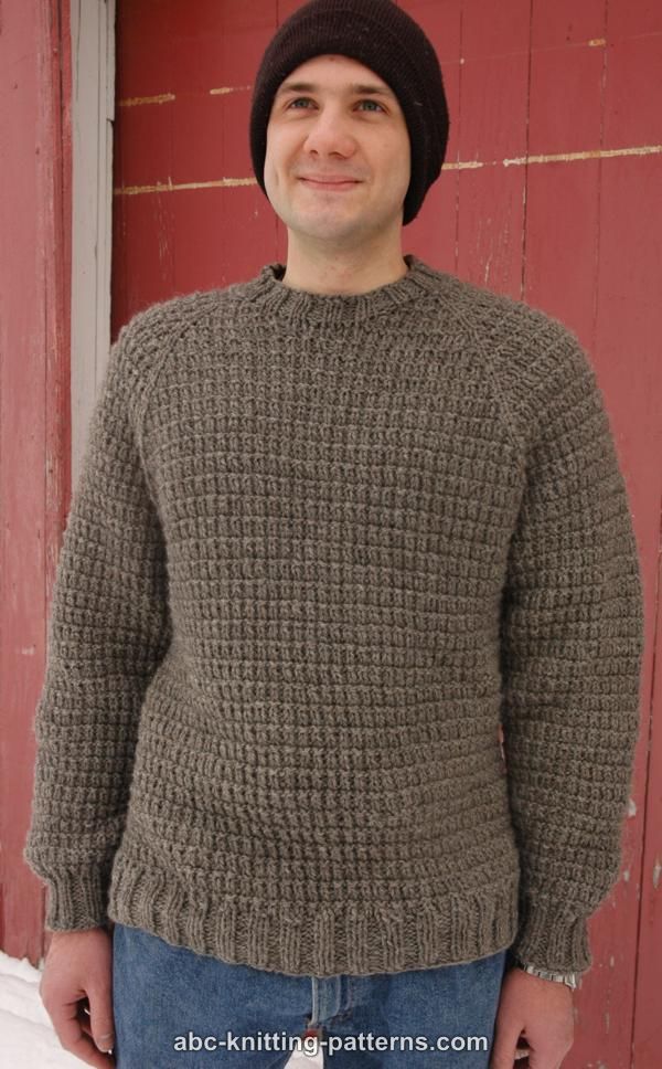 ABC Knitting Patterns - Men’s Raglan Woodsman Sweater