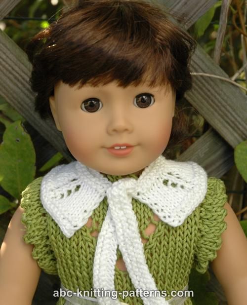 ABC Knitting Patterns American Girl Doll Knit Peter Pan Collar