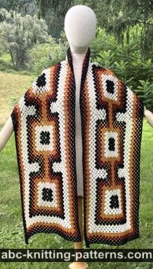 SGranny Square Tiles Shawl Free Crochet Pattern