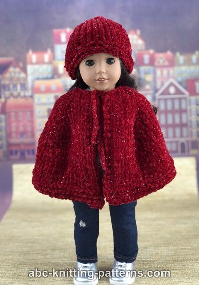 Velvet Cape and Beanie for 18-inch Doll