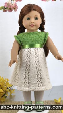 Spring Blossom Dress for 18-inch Dolls Free Knitting Pattern