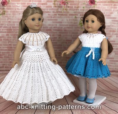 Cocktail and Ball Dresses for 18-inch Doll Free Crochet Pattern