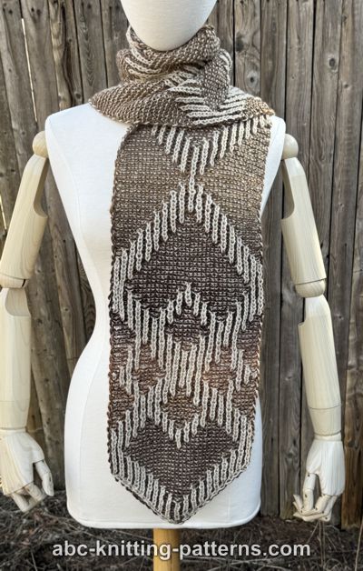 Diamond Brioche Scarf Free knitting Pattern