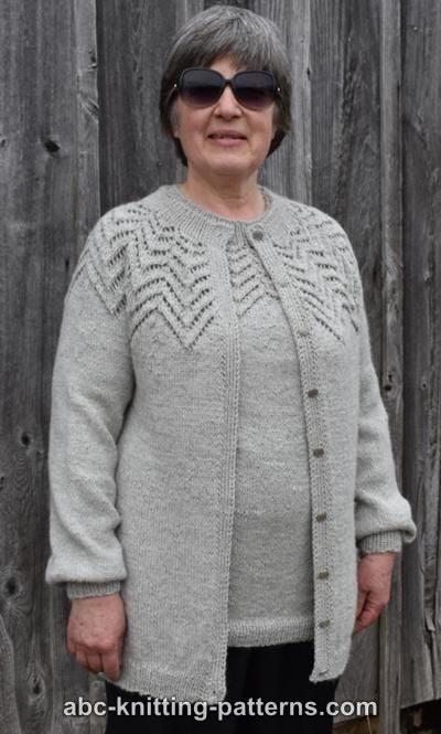 ABC Knitting Patterns - Starburst Lace Yoke Cardigan